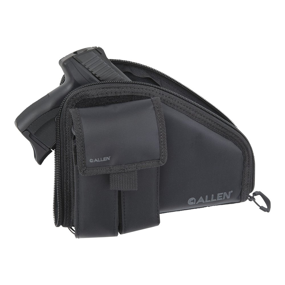Allen Company Pistol Case with Mag Pouch, Compact Handguns up to 8, Black