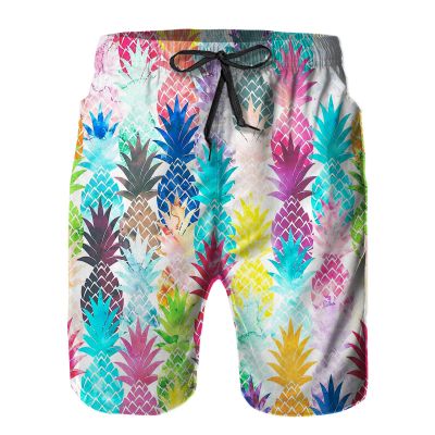 Amextrian Mens Quick Dry Swim Trunks with Mesh Lining,Colourful Pineapple,Summer Surf Long Beach Pants Board Shorts Bathing Suits XL