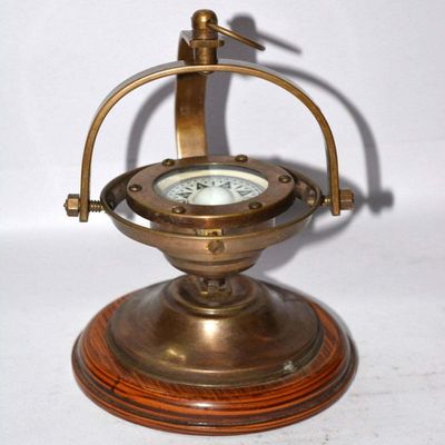 SAIFI Handicraft Antique Brass Nautical Gimbal Compass Vintage Ship's Binnacle gimballed Compass Gift