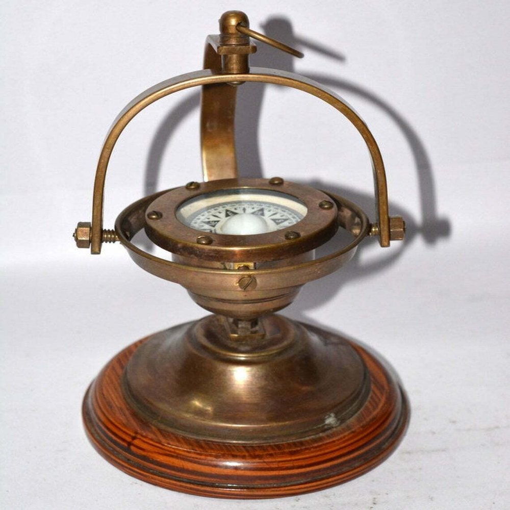 SAIFI Handicraft Antique Brass Nautical Gimbal Compass Vintage Ship's Binnacle gimballed Compass Gift