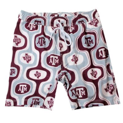Wes and Willy Mens College Sports Fan Cabana Boy Retro Tech Swim Shorts (Tex A&M, XXX-Large) Maroon