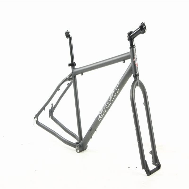 Gravity Fat Bike Frame Fork for 26 Inch Wheels with Headset Stem Seatpost and Seatpost clamp. (Super Dark Gray, 20" fits Most 6'1" to 6'3")