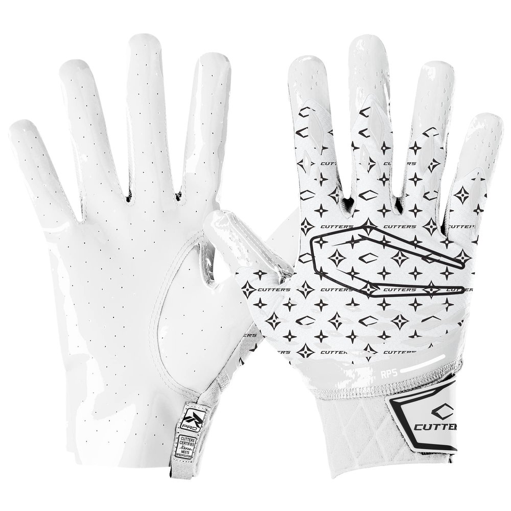 Cutters Limited Edition Football Gloves - Rev Pro 5.0 - Ultra Grip No Slip Wide Receiver (1 Pair) (LUX White/Black, XXX-Large)