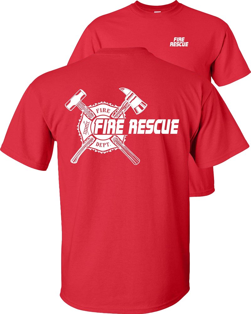 FAIR GAME Fire Rescue T-Shirt Firefighter-Maltese Cross-Red-M