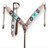 Showman Headstall & Breast Collar Set with Teal Wool Southwest Blanket Inlay view 1