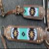 Showman Headstall & Breast Collar Set with Teal Wool Southwest Blanket Inlay view 3