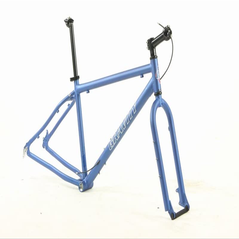 Gravity Fat Bike Frame Fork for 26 Inch Wheels with Headset Stem Seatpost and Seatpost clamp. (Matt Nautical Blue, 16" fits Most 5'7" to 5'10")