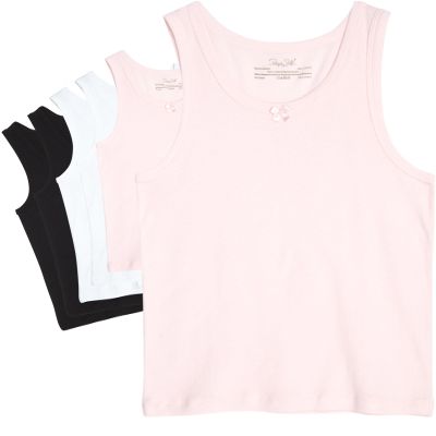 Rene Rofe Girls Tank Tops - 6 Pack 100% Cotton Scoop Neck Tank Tops for Girls - Classic Sleeveless Undershirts (Sizes: 2T-14), Size 6X, Pink/White/Black