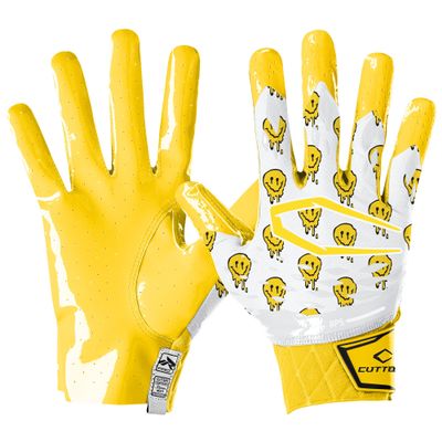 Cutters Limited Edition Football Gloves - Rev Pro 5.0 - Ultra Grip No Slip Wide Receiver (1 Pair) (Smile, X-Large)