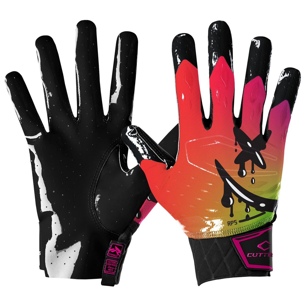 Cutters Limited Edition Football Gloves - Rev Pro 5.0 - Ultra Grip No Slip Wide Receiver (1 Pair) (Drip Face, XX-Large)