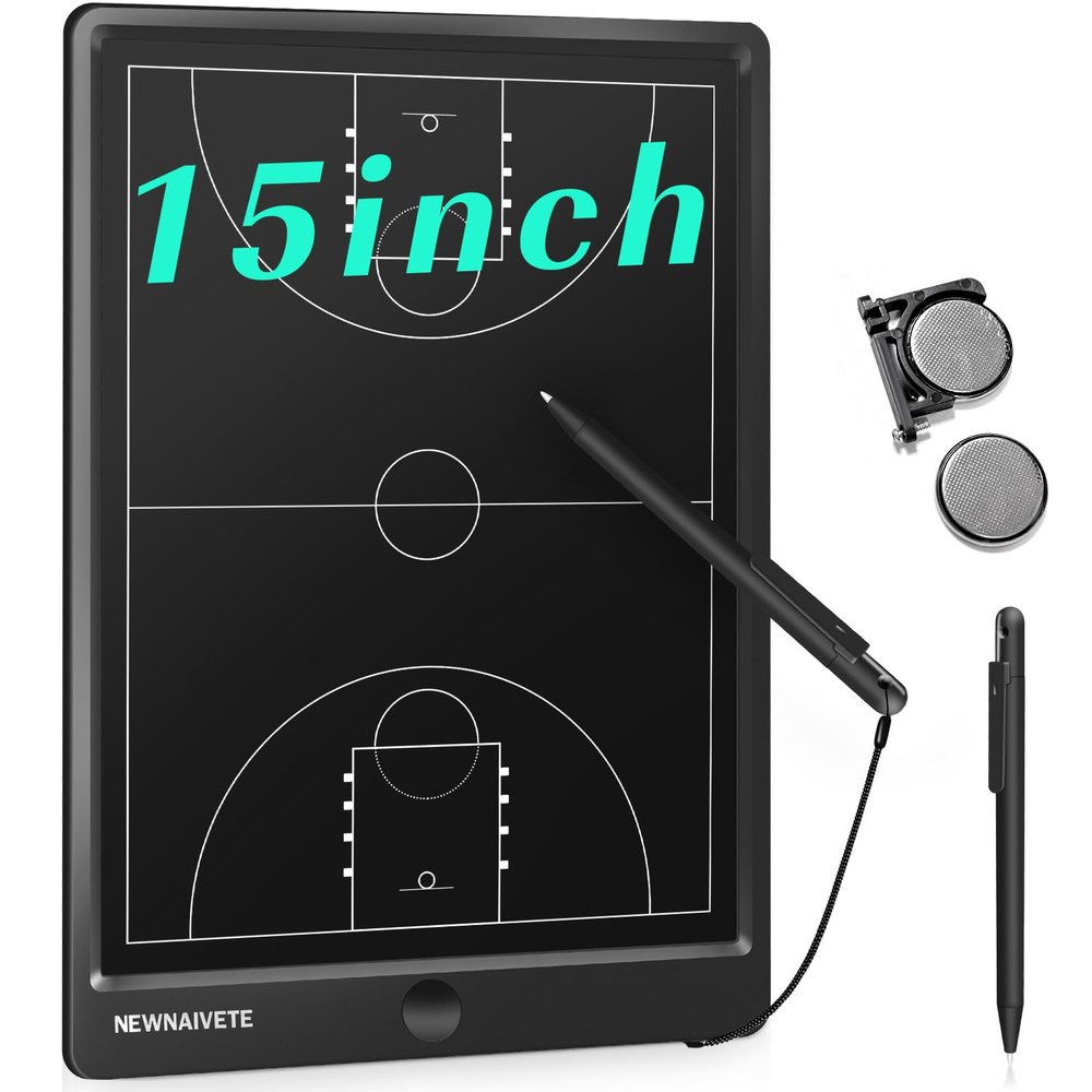 Newnaivete Electronic Basketball Coach Board - Premium Tactical Marker Board with Large LCD Screen and Stylus Pen, Digital Rechargeable Basketball Training Equipment for Coach and Game Plan