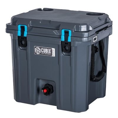 Cubix Outdoors, Quadrax 20QT 2-in-1 Beverage Dispenser Cooler, Holds drinks for 5 Days, Insulated Hard Ice Chest, Portable Drink & Water Coolers for Parties, Camping, Beach - Granite Grey