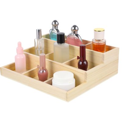 Zerodeko Wooden Multi-Layer Jewelry Storage Organizer Box with Dividers for Earrings Necklaces and Accessories 10.62X9.44X3.34 Inch Compact Jewelry Case for Home Bedroom and Dressing Table