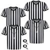 Sintege 4 Sets White and Black Soccer Referee Stripe Shirt with Whistle Official Referee Costume Shirt Football Umpire Jersey Halloween Costume for Adult(Adults XX-Large) view 1