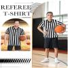Sintege 4 Sets White and Black Soccer Referee Stripe Shirt with Whistle Official Referee Costume Shirt Football Umpire Jersey Halloween Costume for Adult(Adults XX-Large) view 3