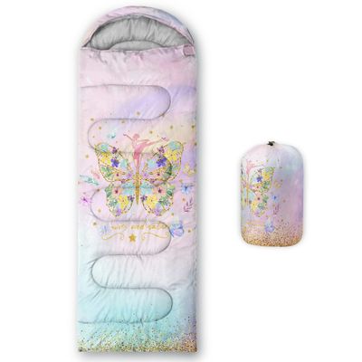 BSNTHO Butterfly Cloud Printed Camping Sleeping Bags,3 Season Warm & Cool Weather,Lightweight,Waterproof Sleeping Bags for Adults & Kids,Traveling,and Outdoors,Camping Gear Equipment,31x90inch