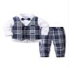Abolai Baby Boys' 4 Piece Gentleman Set with White Shirt,Bowtie,Plaid Vest and Plaid Pants White 110 view 1