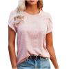 Womens Tops V Neck Summer Petal Short Sleeve Casual Tshirts Cute Tees Loose Tunics Dressy Elegant Blouse for Leggings view 1