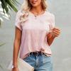 Womens Tops V Neck Summer Petal Short Sleeve Casual Tshirts Cute Tees Loose Tunics Dressy Elegant Blouse for Leggings view 2