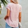 Womens Tops V Neck Summer Petal Short Sleeve Casual Tshirts Cute Tees Loose Tunics Dressy Elegant Blouse for Leggings view 3