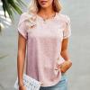 Womens Tops V Neck Summer Petal Short Sleeve Casual Tshirts Cute Tees Loose Tunics Dressy Elegant Blouse for Leggings view 4