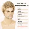 BEAUTY FLAG Mens Blonde Wig Short Straight Synthetic Blonde Hair Wigs for Male Guy Daily Wear Anime Costume Halloween Cosplay Party(Fit 21inch-22.5inch Head Circumference) view 3