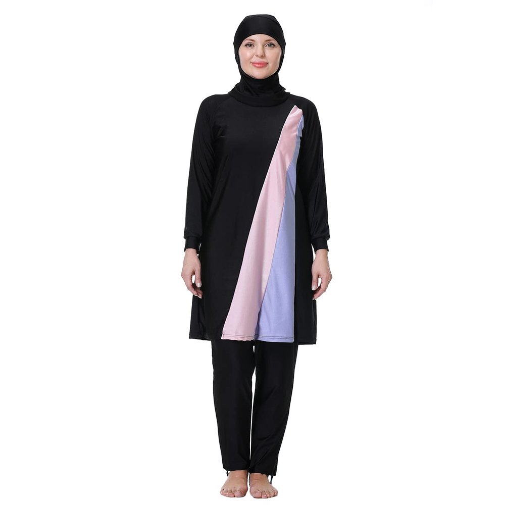 Plus Size Muslim Swimsuits for Women Modest Full Body Swimsuit Islamic Burkini Swimwear Plus Size Long Sleeve Pants Full Covered Hijab 3 Piece Sun Protection Rash Guard Bathing Suits Wetsuit 7XL