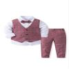 Abolai Baby Boys' 4 Piece Classical Gentleman Set with White Shirt,Bowtie,Plaid Vest and Plaid Pants Red 110