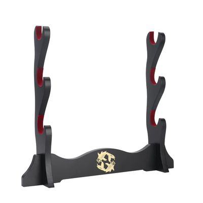 GUIIYLGG Sword Holder Japanese Velvet Padded Katana Stand Samurai Display Rack Support All Tanto Sword yin and yang 3 Tier