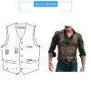 Onlylover Wool Tweed Men Suit Vests Steampunk Cosplay Mens Waistcoat with Leather Gentleman Groomsmen Wedding Slim Fit Men Gilet (Brown, Large) view 3