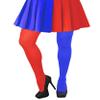 Lastclream Two Toned Jester Tights for Women Cosplay Costume Stockings 80 Denier Semi Opaque High Waisted Pantyhose Full Footed (Red/Blue) view 2