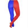 Lastclream Two Toned Jester Tights for Women Cosplay Costume Stockings 80 Denier Semi Opaque High Waisted Pantyhose Full Footed (Red/Blue) view 3
