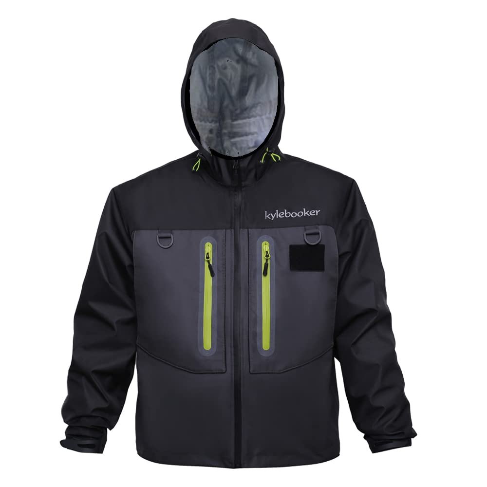 Kylebooker Fly Fishing Wading Jacket Outdoor Activities Waterproof Wader Jackets for Men and Women(L,Black)