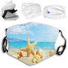 VeJerKK Seashells Cloth Face Mask With Filter Pocket,Sand in The Sky Clouds Seaside,Washable Face Bandanas Reusable Fabric Mask With 2 Pcs Filters,Green Red view 1