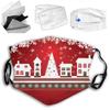 VeJerKK Christmas Cloth Face Mask With Filter Pocket,Gingerbread House with Trees and Snowflakes,Washable Face Bandanas Reusable Fabric Mask With 2 Pcs Filters,White Red view 1