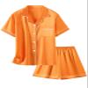 Satin Halloween Pajamas for Girls, 2 Pcs Sleepwear Short Sleeve Silk Summer Pajama Set, Orange, 13-14 Years view 1
