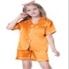 Satin Halloween Pajamas for Girls, 2 Pcs Sleepwear Short Sleeve Silk Summer Pajama Set, Orange, 13-14 Years view 2
