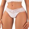 Banamic Lace Underwear for Women Thongs Low Waist Panties Seamless Lace Thongs White view 1