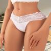 Banamic Lace Underwear for Women Thongs Low Waist Panties Seamless Lace Thongs White view 3