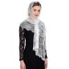 White Long Chapel Veil Mantilla Wrap Shawl Vintage Spanish Lace Floral Mass Head Covering Rectangular Church Veil view 4