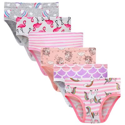 Cadidi Dinos Girls' Underware Cotton Panties Flamingo Baby Toddler Soft Underwears Kids Briefs (Pack of 6) Size 10