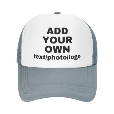 Custom Hats for Men Women Personalized Caps Design Your Own Trucker Hat with Text Logo Customized Mesh Hat Hip Hop Caps Gray