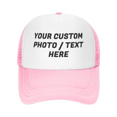Custom Hats Personalized Cap for Men Women Design Your Own Trucker Hat Cap with Text Logo Image Customize Mesh Hat Baseball Hats Pink