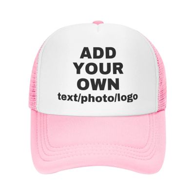 Custom Cap Personalized Hats for Men Women Design Your Own Trucker Hat Cap with Text Logo Image Customized Mesh Hat Snapback Cap Pink