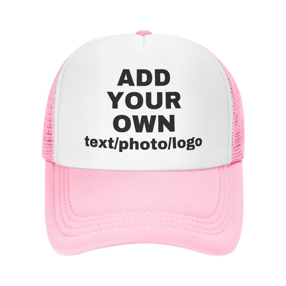 Custom Cap Personalized Hats for Men Women Design Your Own Trucker Hat Cap with Text Logo Image Customized Mesh Hat Snapback Cap Pink