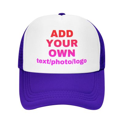 Custom Hat Personalized Hat for Men Women Design Your Own Trucker Hat Cap with Text Logo Image Customize Mesh Hat Snapback Hats Purple