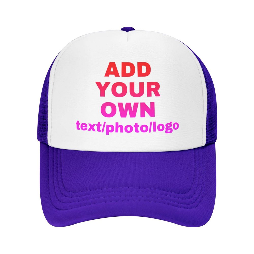 Custom Hat Personalized Hat for Men Women Design Your Own Trucker Hat Cap with Text Logo Image Customize Mesh Hat Snapback Hats Purple