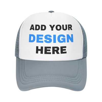 Custom Hat for Men Women Personalized Caps Design Your Own Trucker Hat with Text Image Customize Mesh Hat Adjustable Caps Gray
