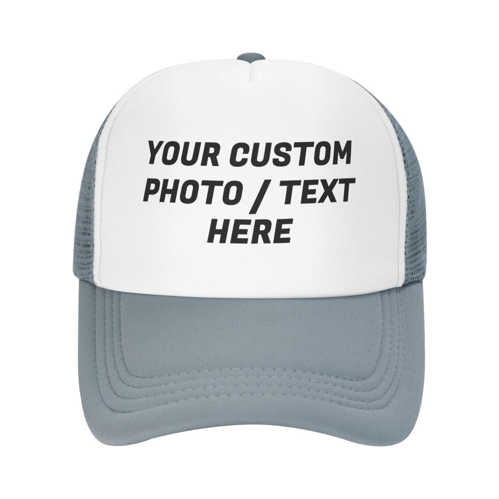 Custom Hats for Men Women Personalized Cap Design Your Own Trucker Hat with Text Image Customized Mesh Hat Baseball Hats Gray