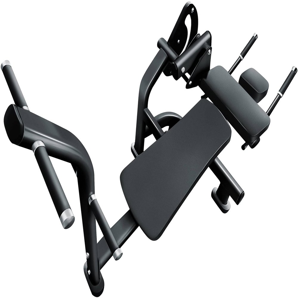 French Fitness FFB Black Ab Crunch Bench  Durable Midsection Workout Machine w/Oversized Handles and Anti-Slip Grips for Core Strength